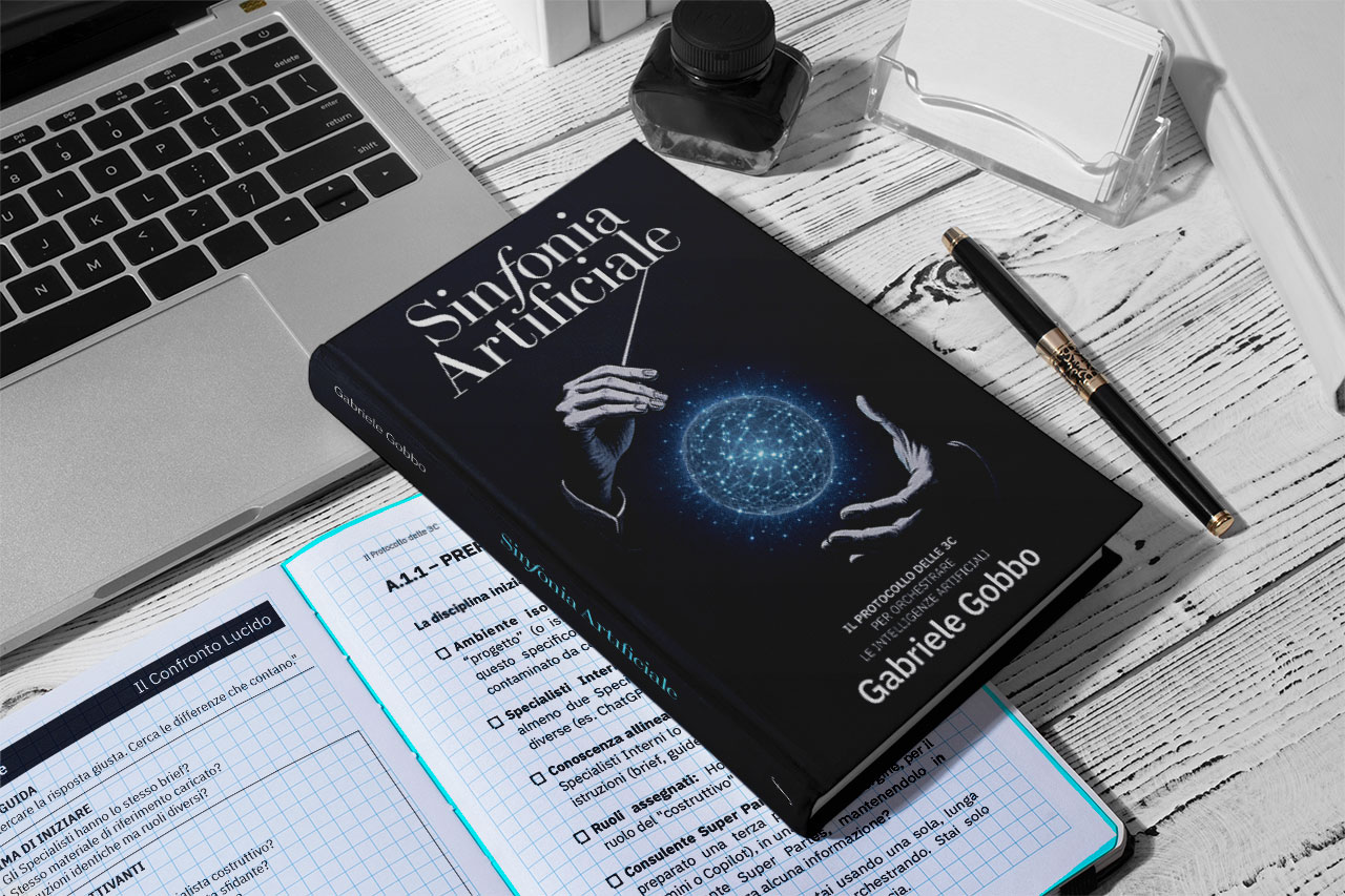 Libro Sinfonia Artificiale di Gabriele Gobbo su scrivania - Il Protocollo delle 3C